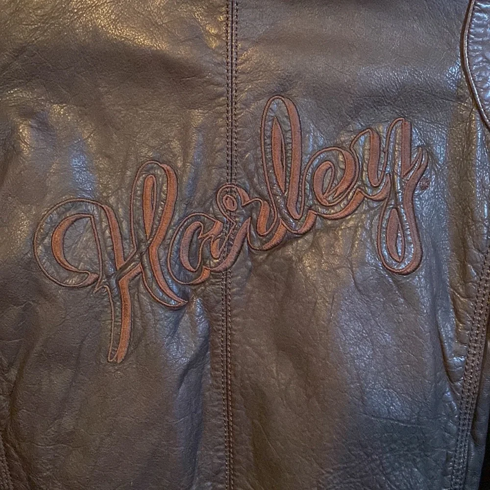 Harley Davidson Motorcycle Women's Black Leather Riding Jacket 2x embroidery